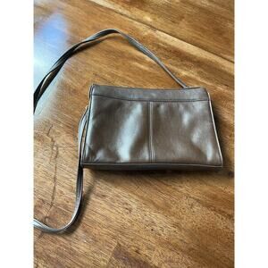 Vintage Laura Gayle Brown Crossbody Purse Zip Removeable Strap Tassel Gold Small